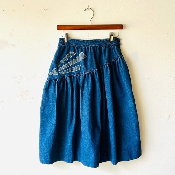 Smokey Row Vintage High Waisted Denim Skirt - Picture 1 of 9